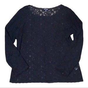 Apt 9 Lacy Black Long Sleeve Shirt